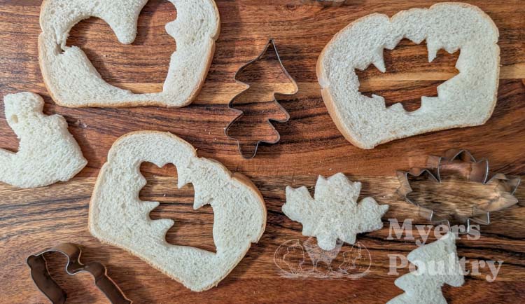 fall themed shapes cut out of bread